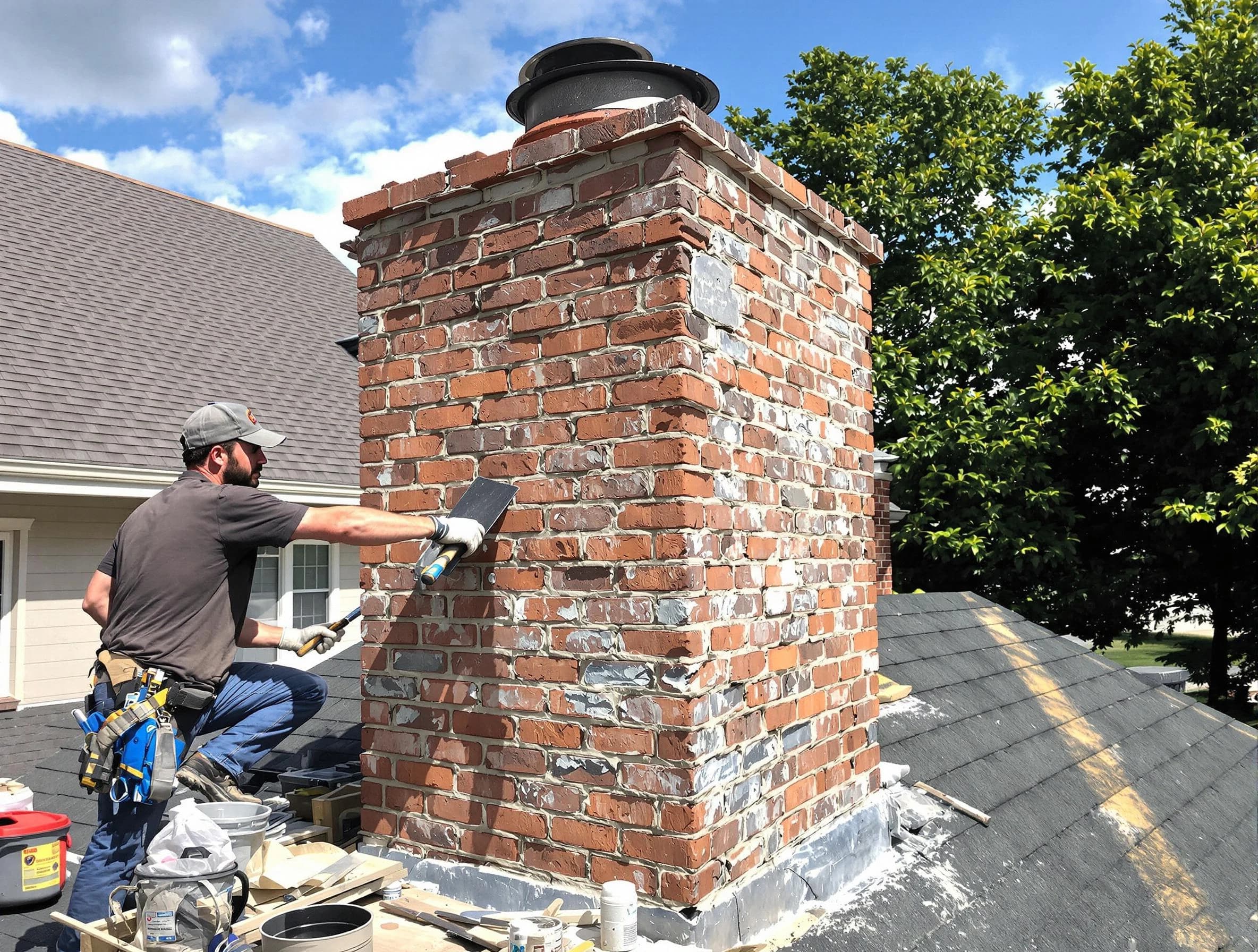 Completed chimney rebuild by Woonsocket Chimney Sweep in Woonsocket, RI