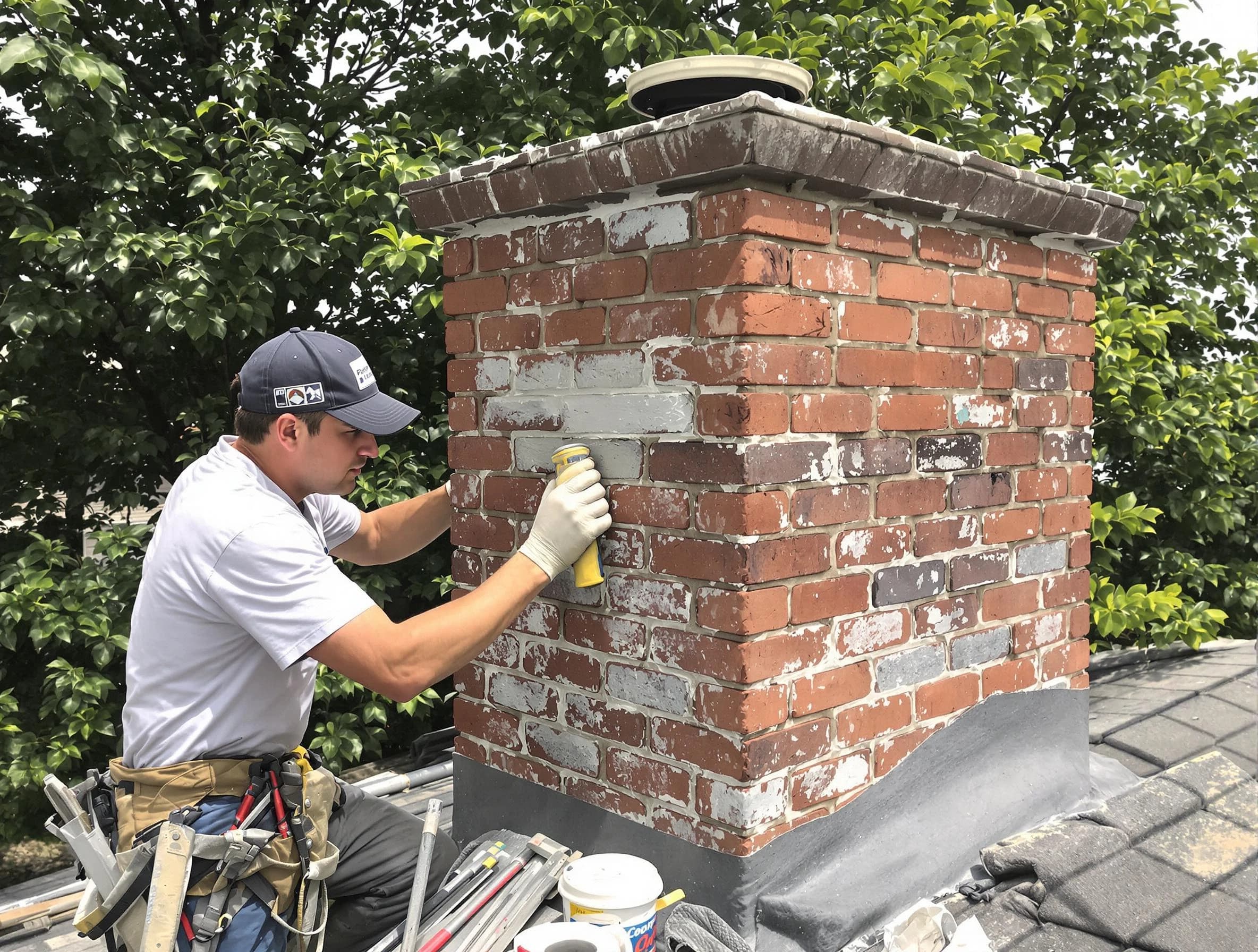 Woonsocket Chimney Sweep restoring an aging chimney in Woonsocket, RI