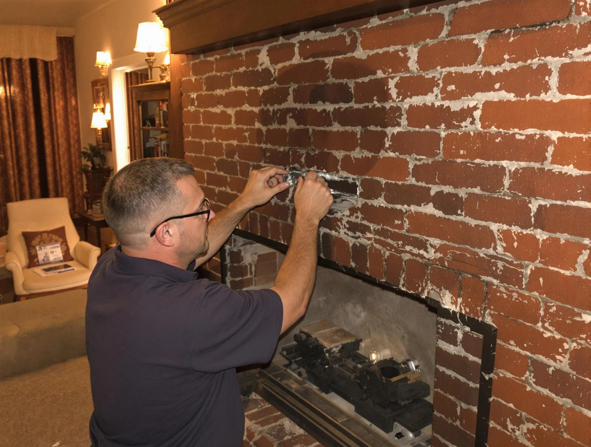 Woonsocket Chimney Sweep expert fixing a fireplace in Woonsocket, RI
