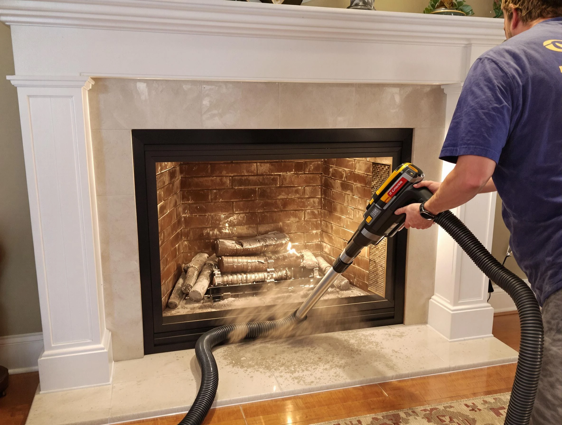 Fireplace cleaning performed by Woonsocket Chimney Sweep in Woonsocket, RI