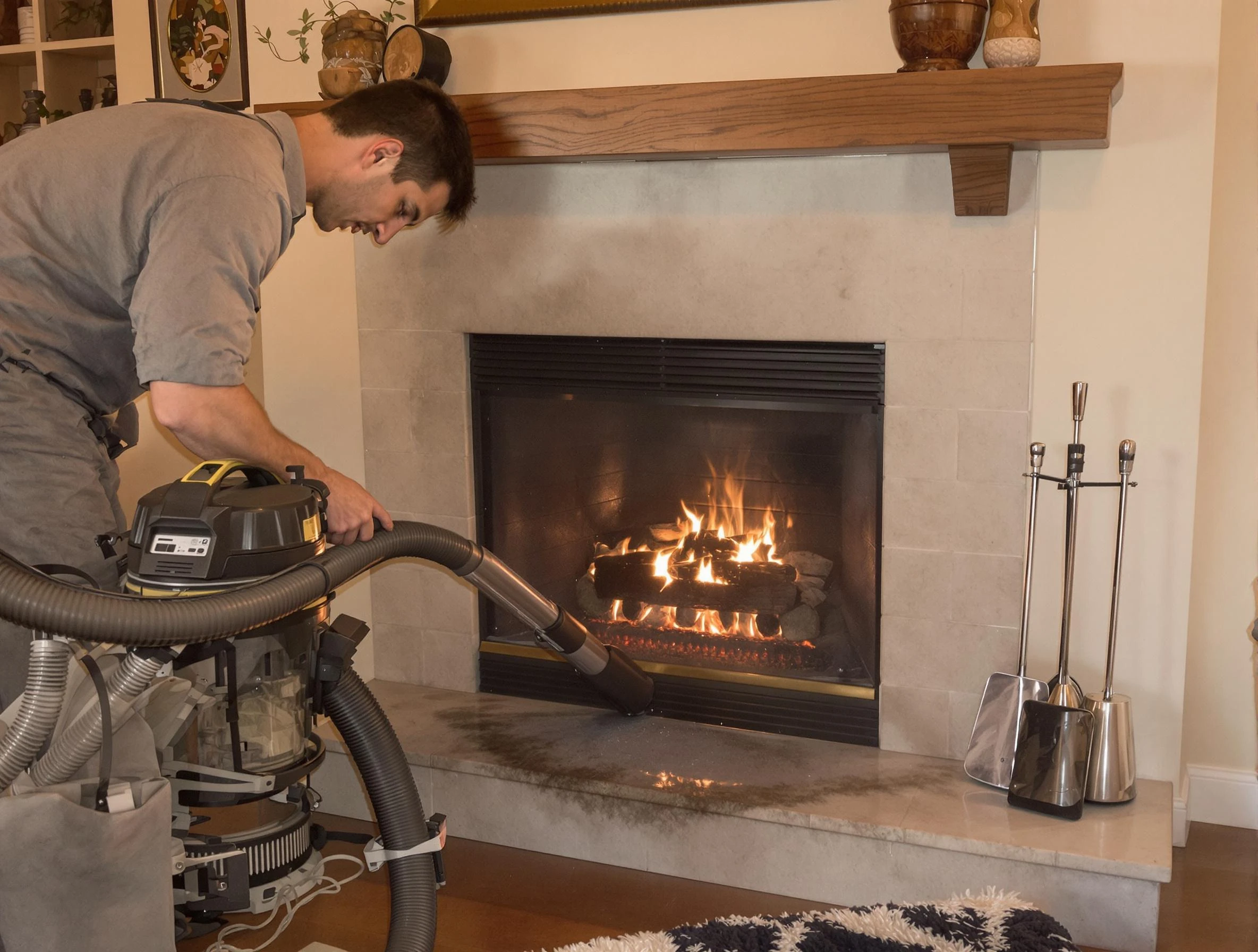 Routine fireplace upkeep by Woonsocket Chimney Sweep in Woonsocket, RI